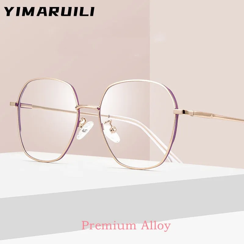 Yimaruili Unisex Full Rim Polygon Square Alloy Frame Eyeglasses AC011