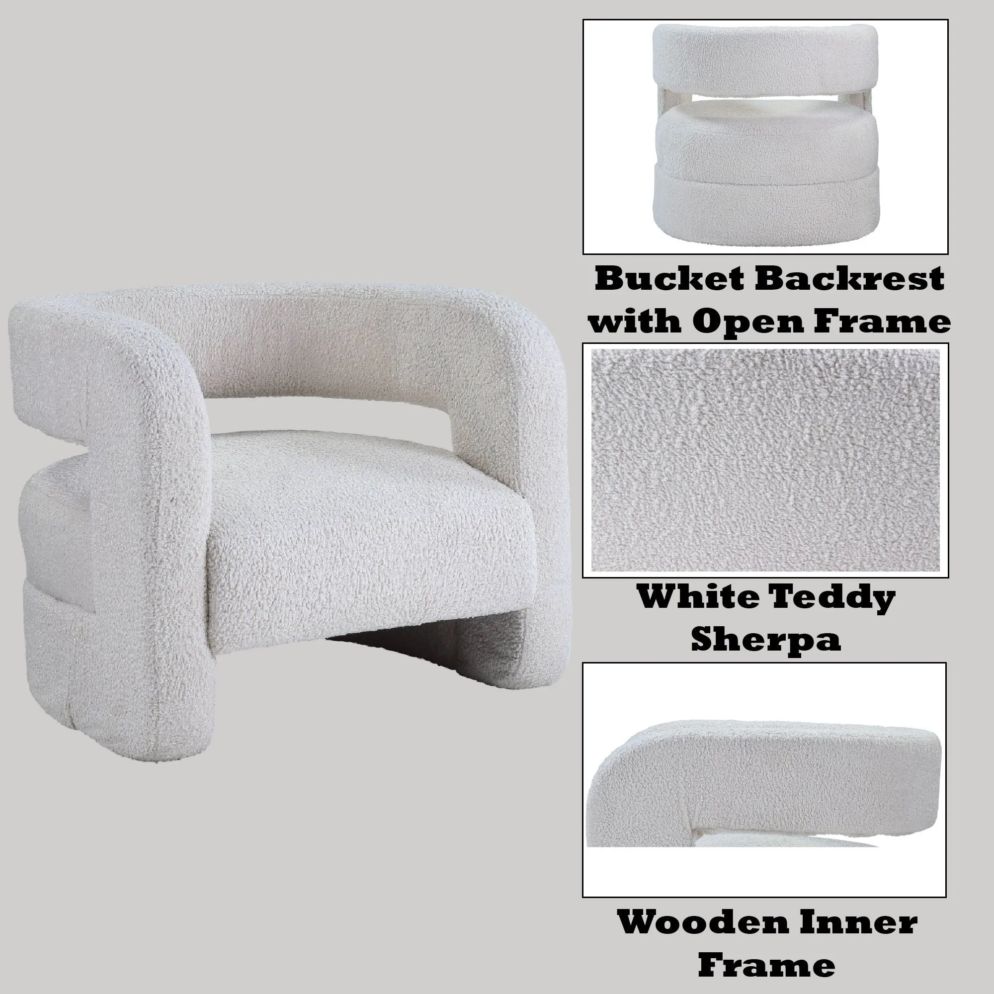 Yitua - Teddy Sherpa Accent Chair - White