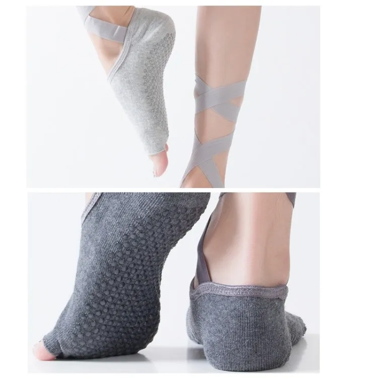 Yoga Five-Finger Socks Open-Toe Lace-Up Dance Socks Particle Non-Slip Socks, Size: One Size(Deep Purple)