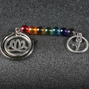 Yoga Healing Stone 7 Chakra Keychain