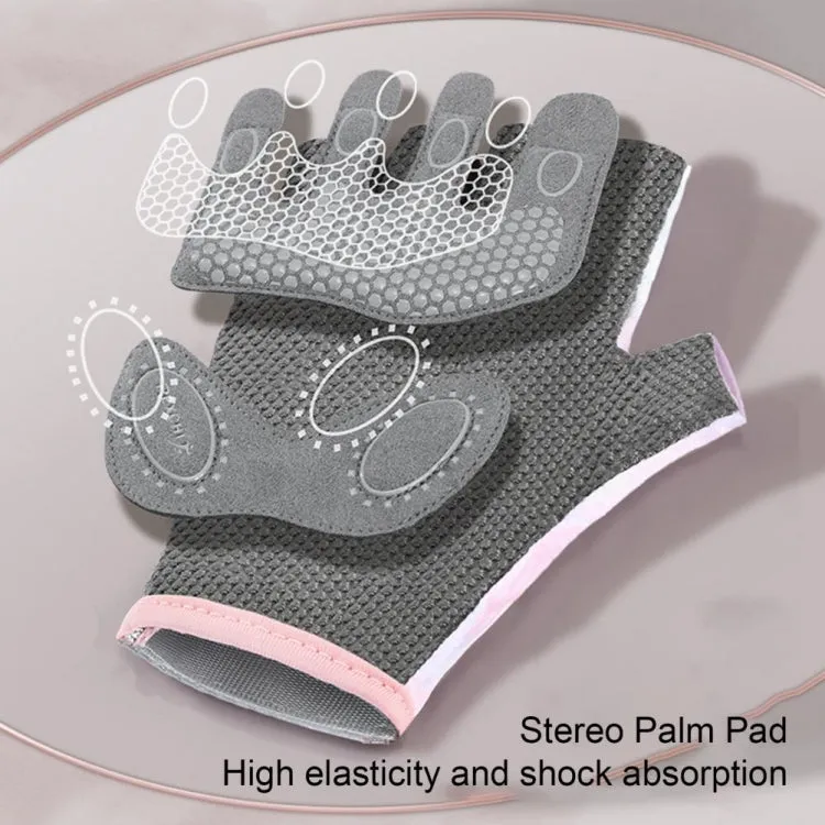 Yoga Sports Gloves Non-slip Shock-absorbing Half-finger Anti-cocoon Gloves, Size: M(Streamer Pink)