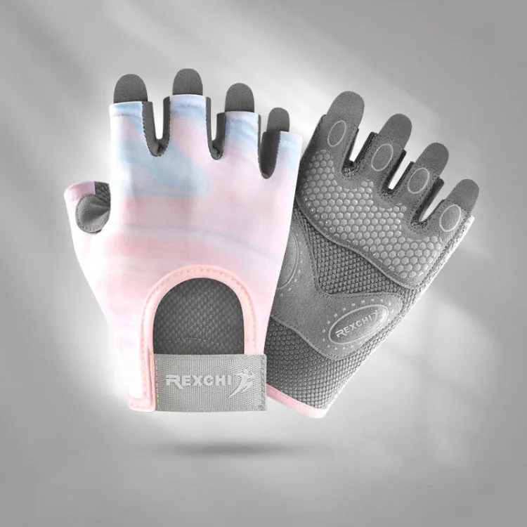 Yoga Sports Gloves Non-slip Shock-absorbing Half-finger Anti-cocoon Gloves, Size: M(Streamer Pink)