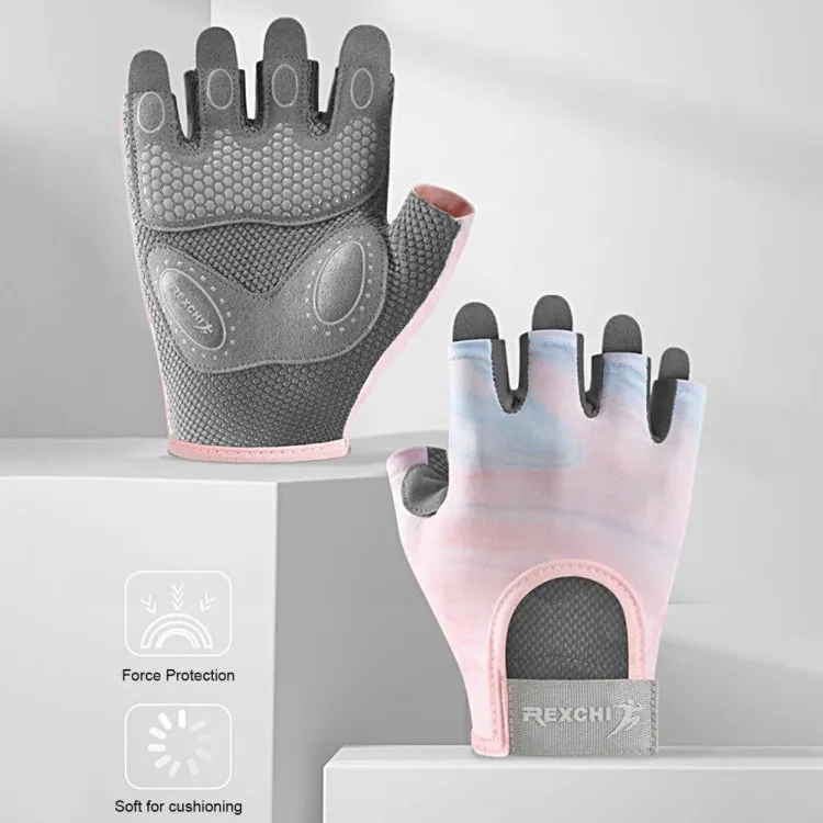 Yoga Sports Gloves Non-slip Shock-absorbing Half-finger Anti-cocoon Gloves, Size: M(Streamer Pink)