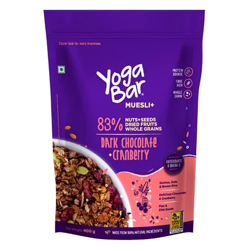 Yogabar Muesli Variety Pack - (Dark Chocolate, Fruits Nuts   Seeds, Almond   Quinoa Crunch) 400g each