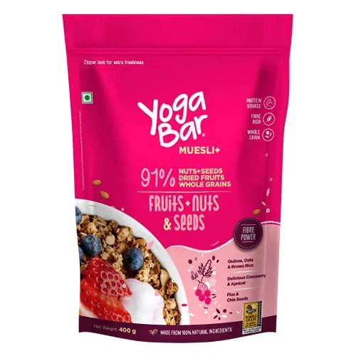 Yogabar Muesli Variety Pack - (Dark Chocolate, Fruits Nuts   Seeds, Almond   Quinoa Crunch) 400g each