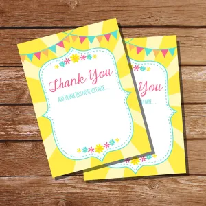 You Are My Sunshine Birthday Party Thank You Cards | Yellow Note Cards