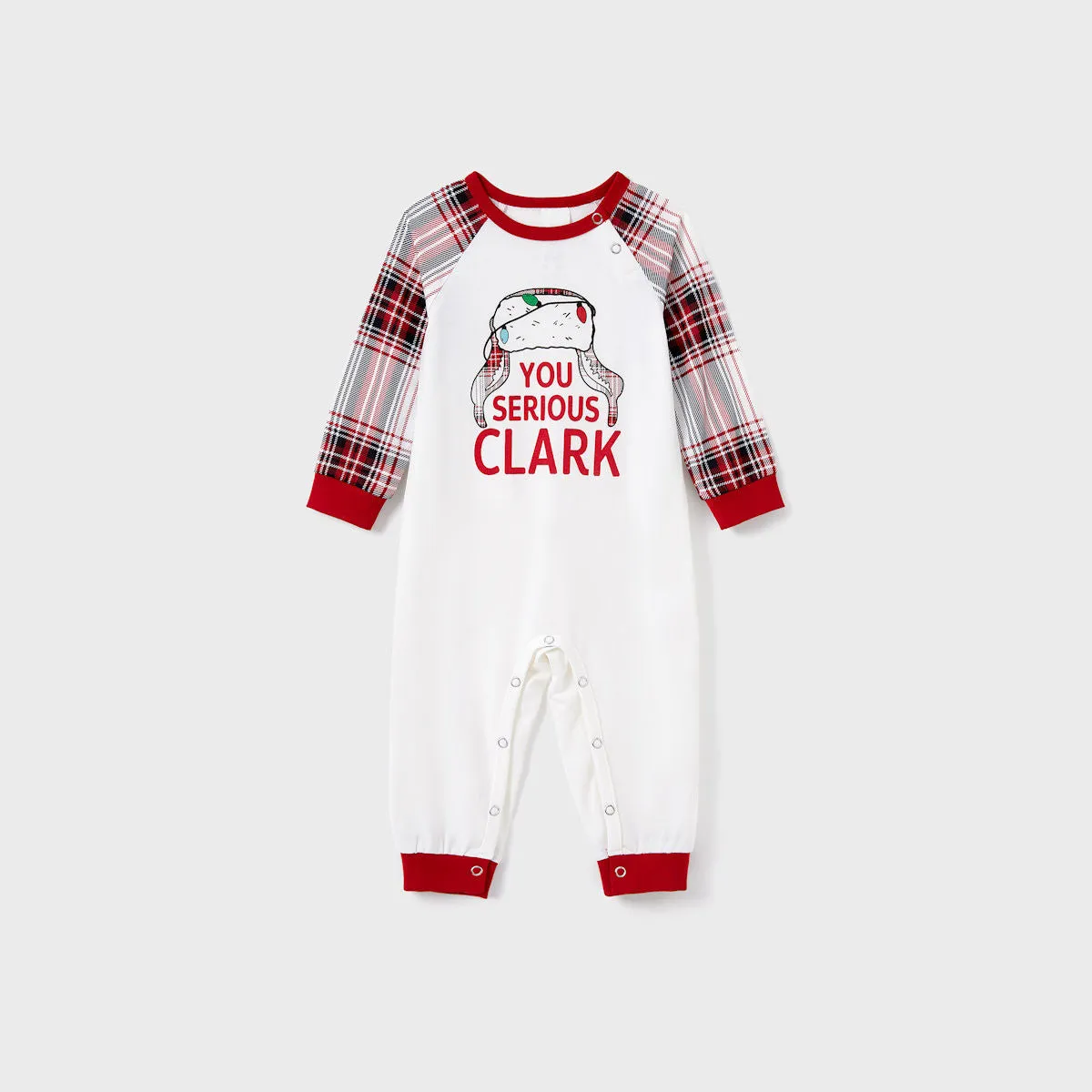 You Serious Clark Family Christmas Pajamas Raglan Sleeve Long Sleeve Plaid Pants with Drawstring and Pockets