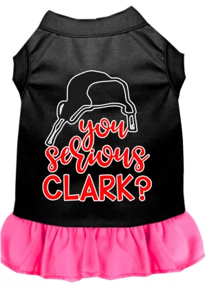 You Serious Clark? Screen Print Dog Dress Black With Bright Pink Xxl