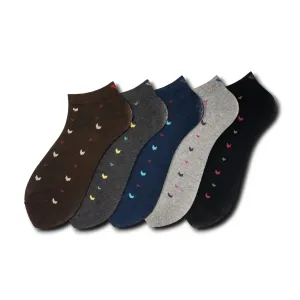 Young Wings Men's Multi Colour Cotton Fabric Design Low Ankle Length Socks - Pack of 5, Style no. 1706-M1