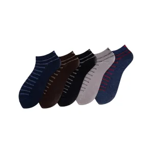 Young Wings Men's Multi Colour Cotton Fabric Design Low Ankle Length Socks - Pack of 5, Style no. 1714-M1