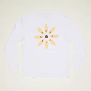 YR Flower Mock Neck Long Sleeve T-Shirt (White)