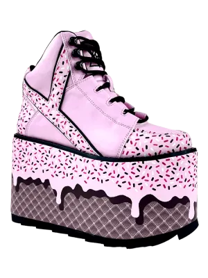 YRU QOZMO ICE CREAM - PINK BLACK Platform boots