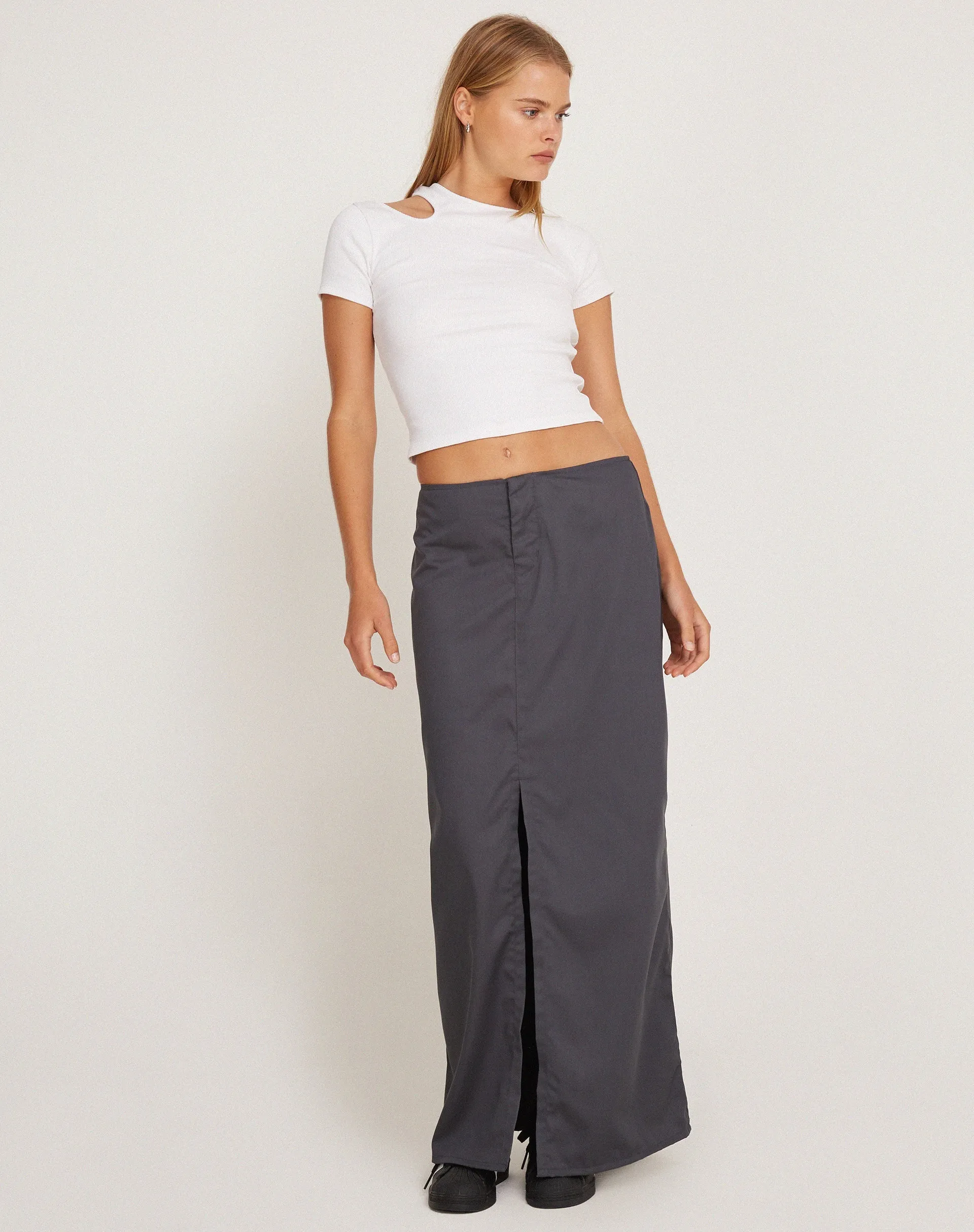 Yuji Cutout Top in Rib White