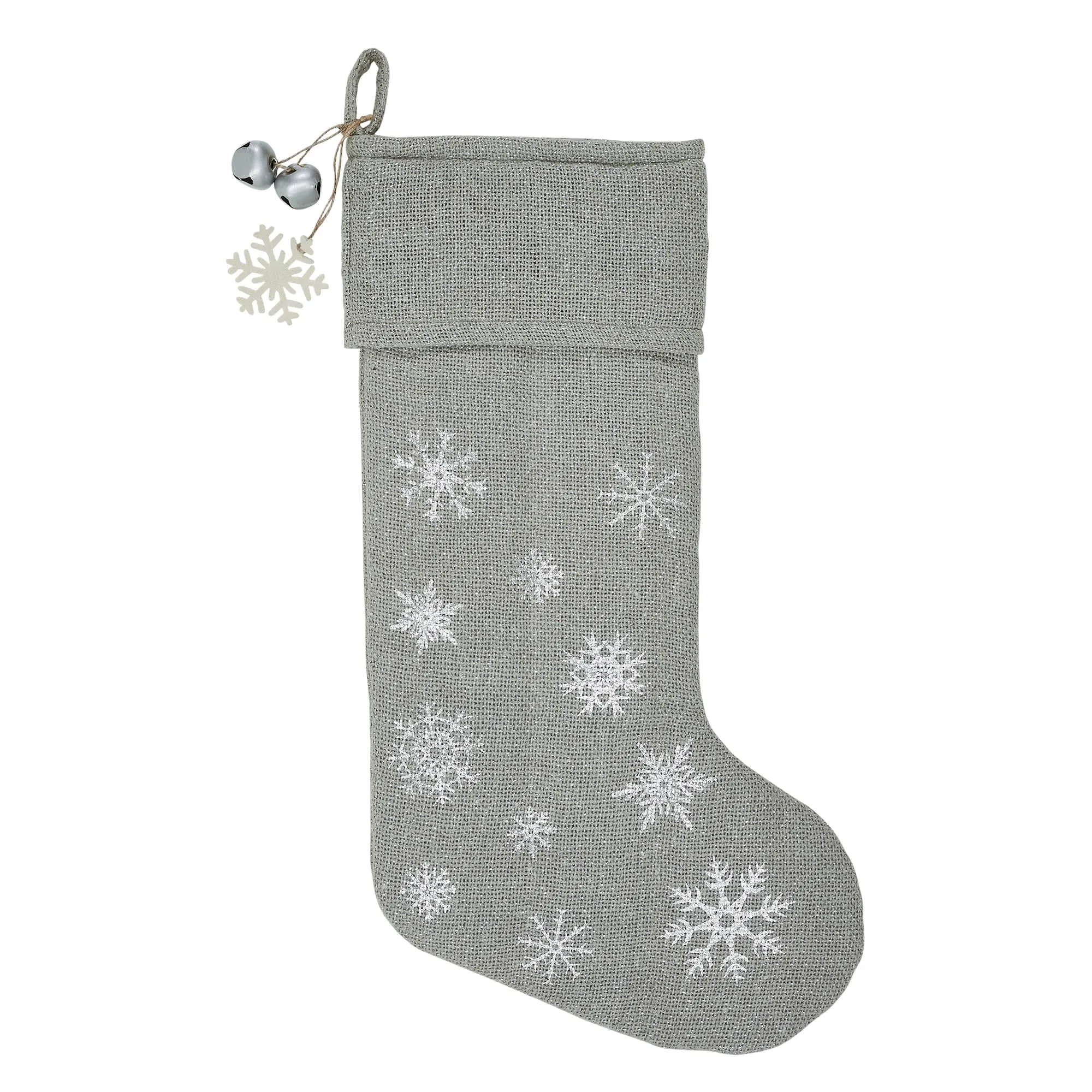 Yuletide Burlap Dove Grey Stocking 12x20"