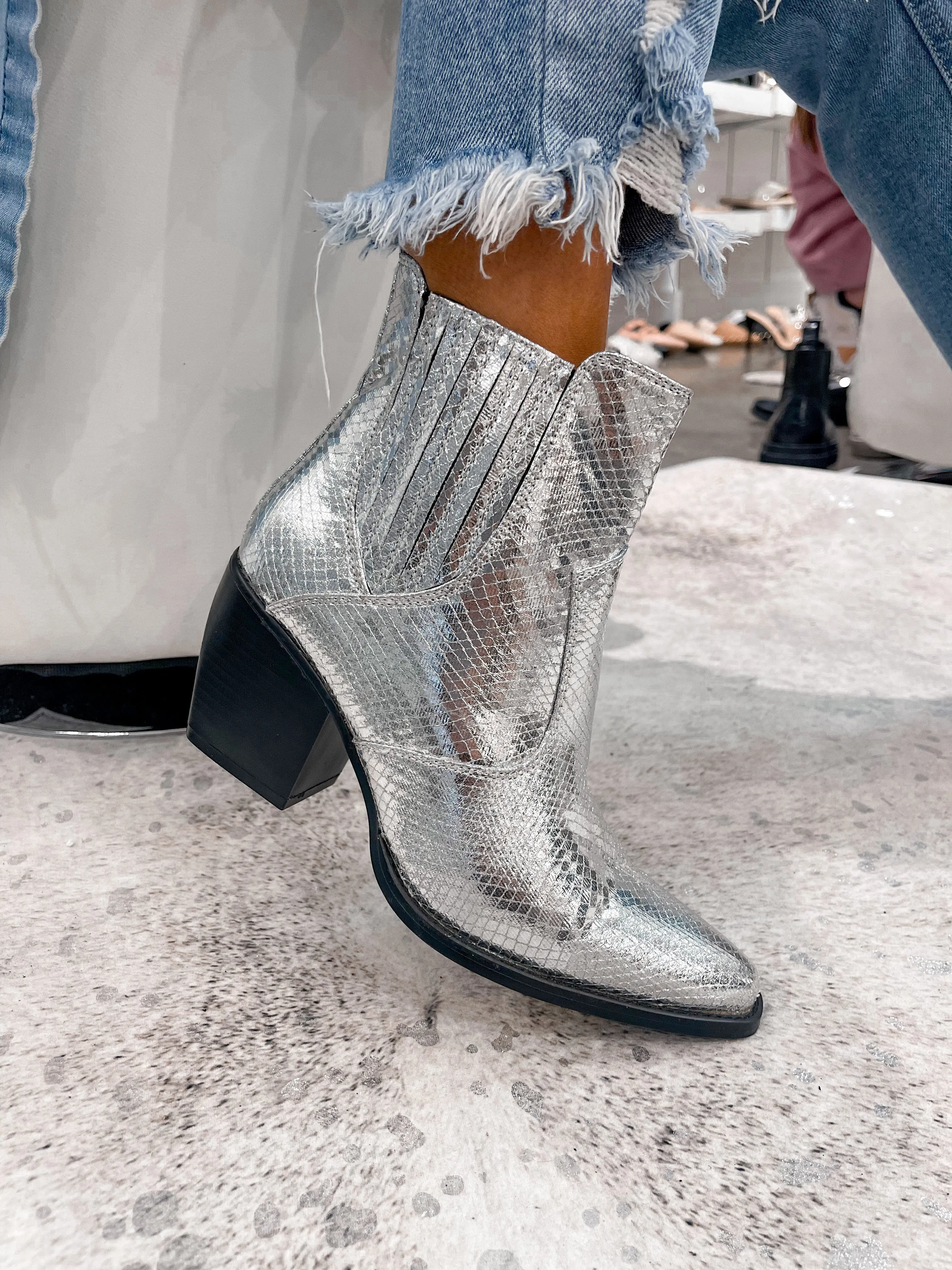 Yvanna Silver Boots by ShuShop