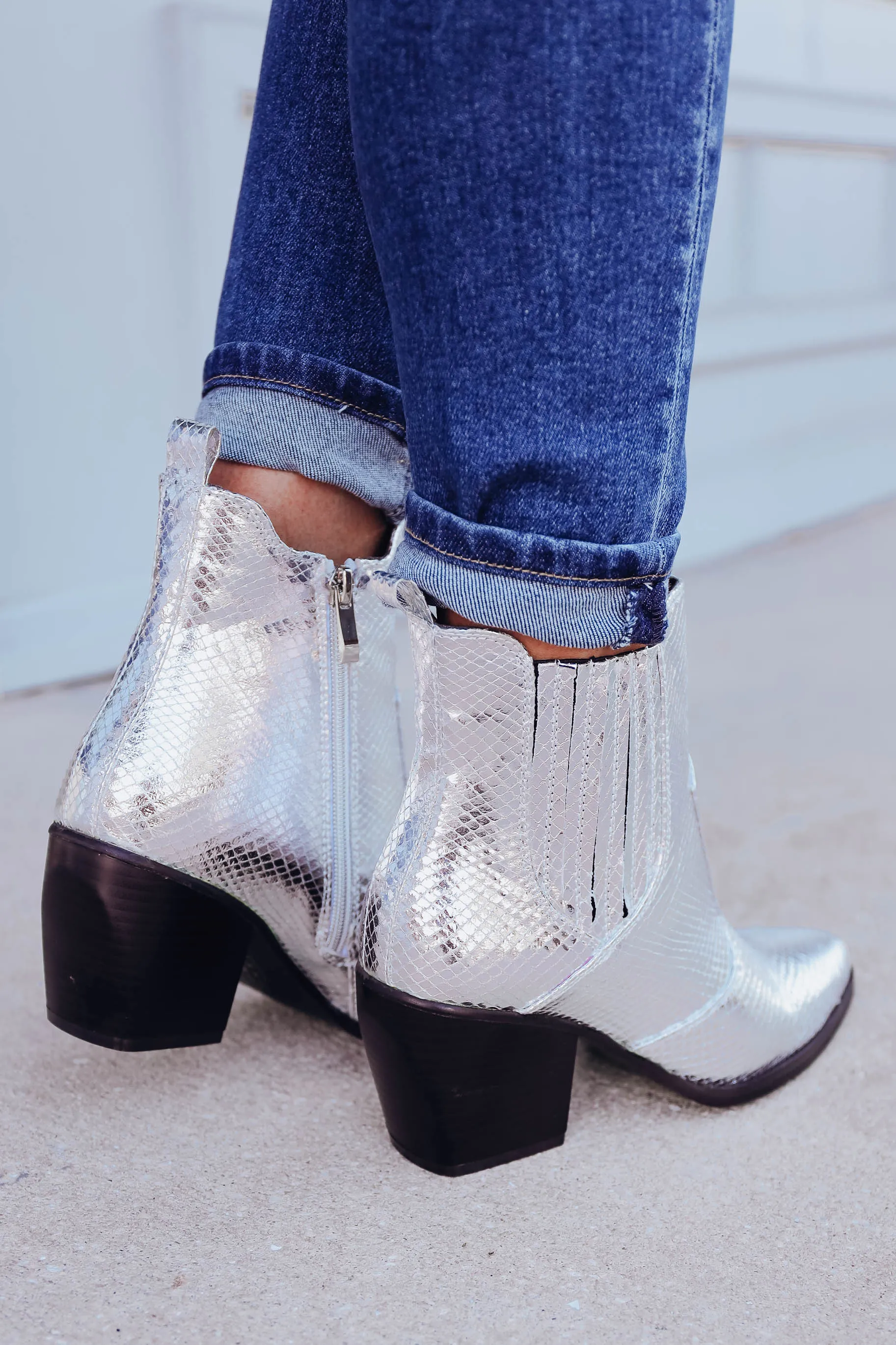 Yvanna Silver Boots by ShuShop