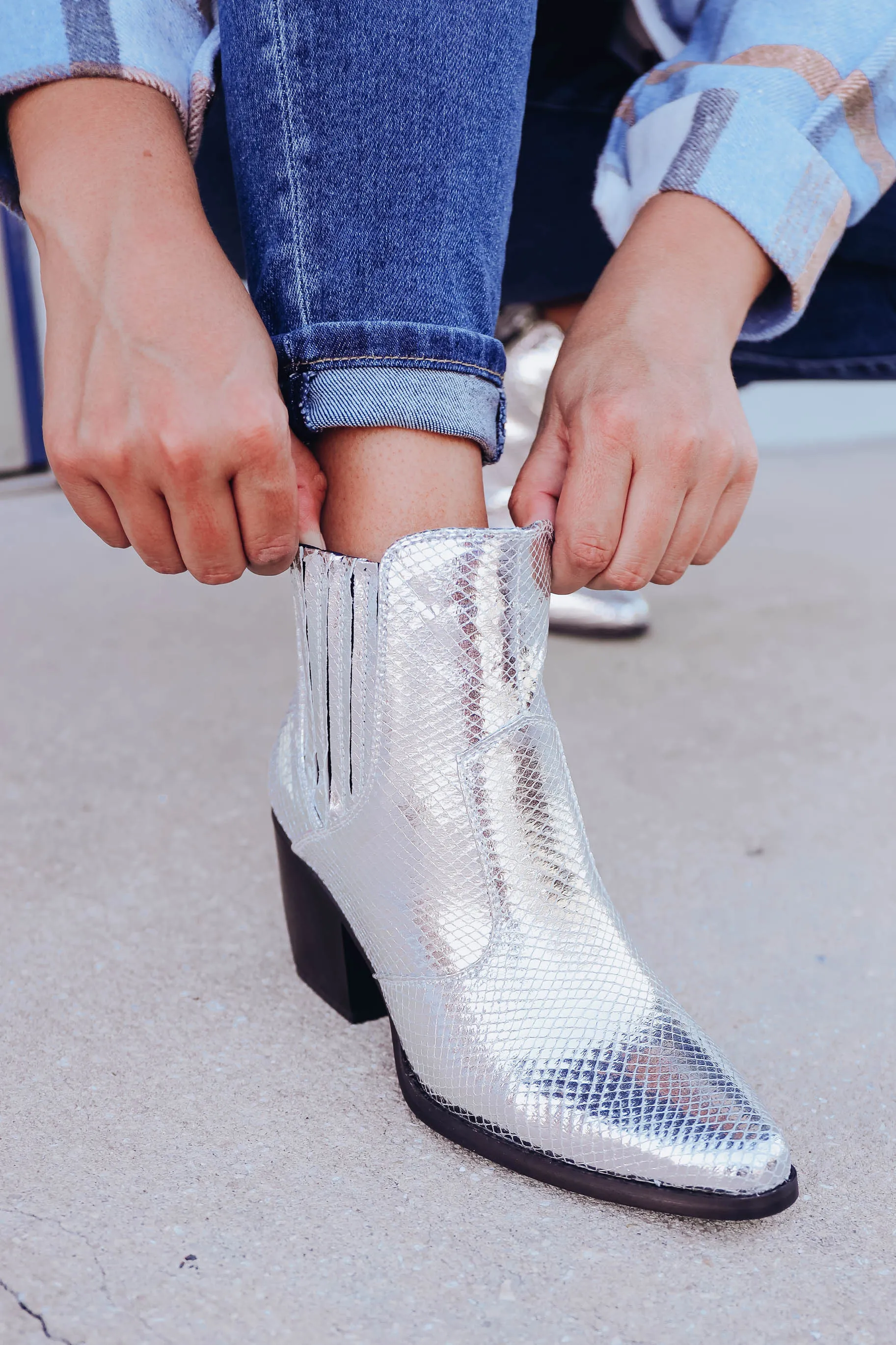 Yvanna Silver Boots by ShuShop