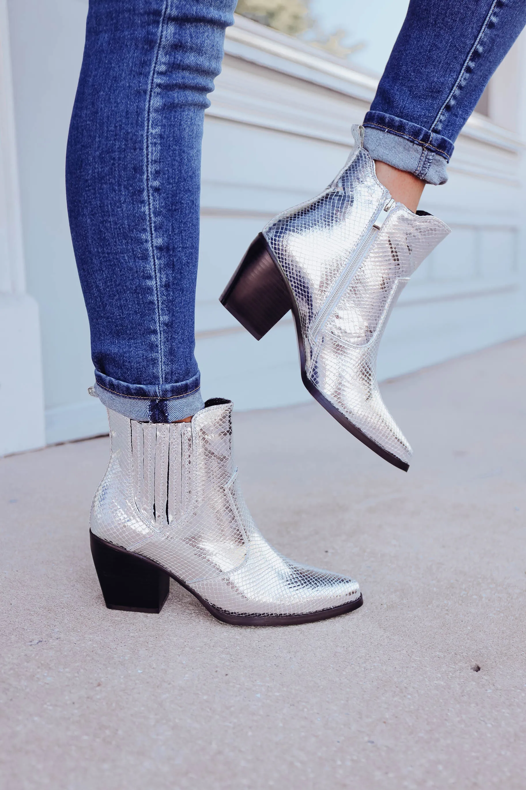 Yvanna Silver Boots by ShuShop