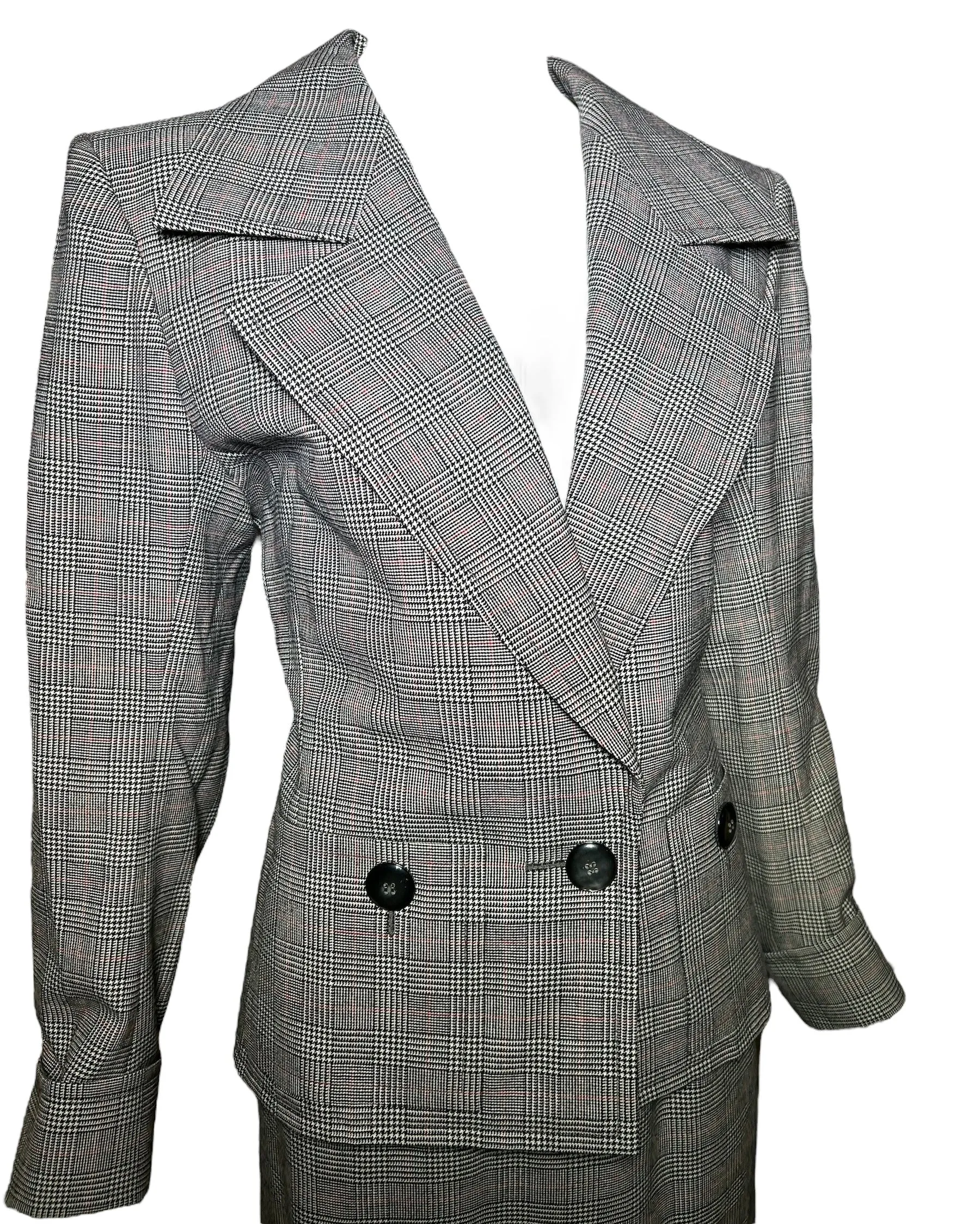 Yves Saint Laurent 80s Haute Couture Houndstooth Suit/Skirt Ensemble