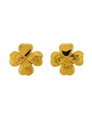 Yves Saint Laurent Vintage Gold Shamrock Clover Earrings