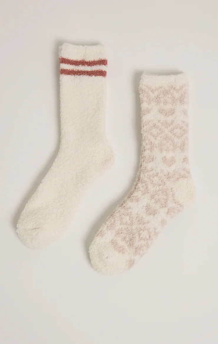 Z SUPPLY - 2-PACK FAIRISLE HEART SOCK CRYSTAL GREY