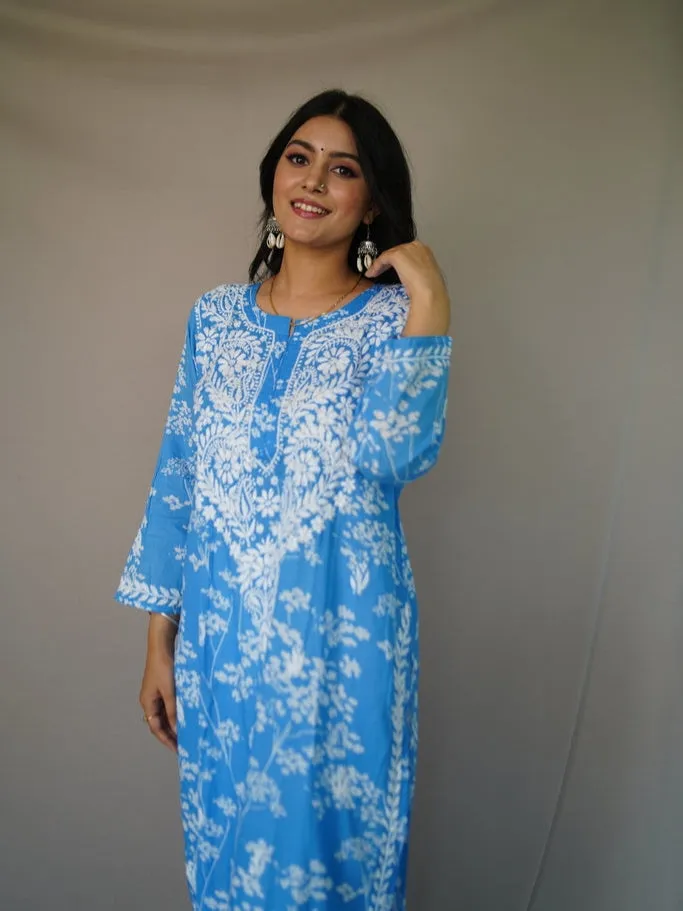 Zainab Chikankari Mulmul Straight Kurti