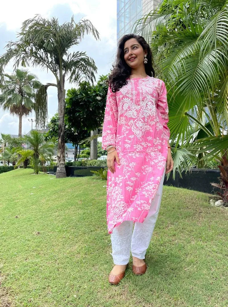 Zainab Chikankari Mulmul Straight Kurti