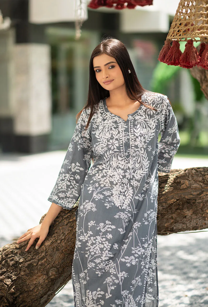 Zainab Chikankari Mulmul Straight Kurti