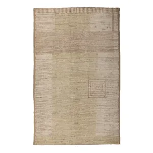 Zameen Beige and Cream Modern Wool Rug - 6' x 9'5"