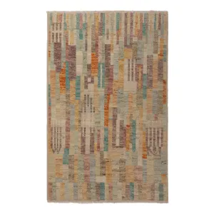 Zameen Multicolored Modern Wool Rug - 3'10" x 5'11"