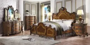 Zane King Bed w/Wood Headboard and Footboard, Honey Oak Finish