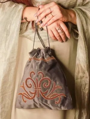 Zardozi and Resham Embroidered Evening Potli Bag - Pearl Grey Ornate