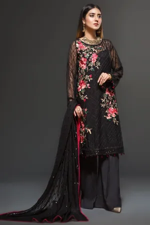 Zarif Embroidered Chiffon Collection 2019 – Black Charm