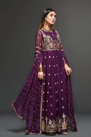 Zarif Embroidered Chiffon Collection 2019 – Lavendar