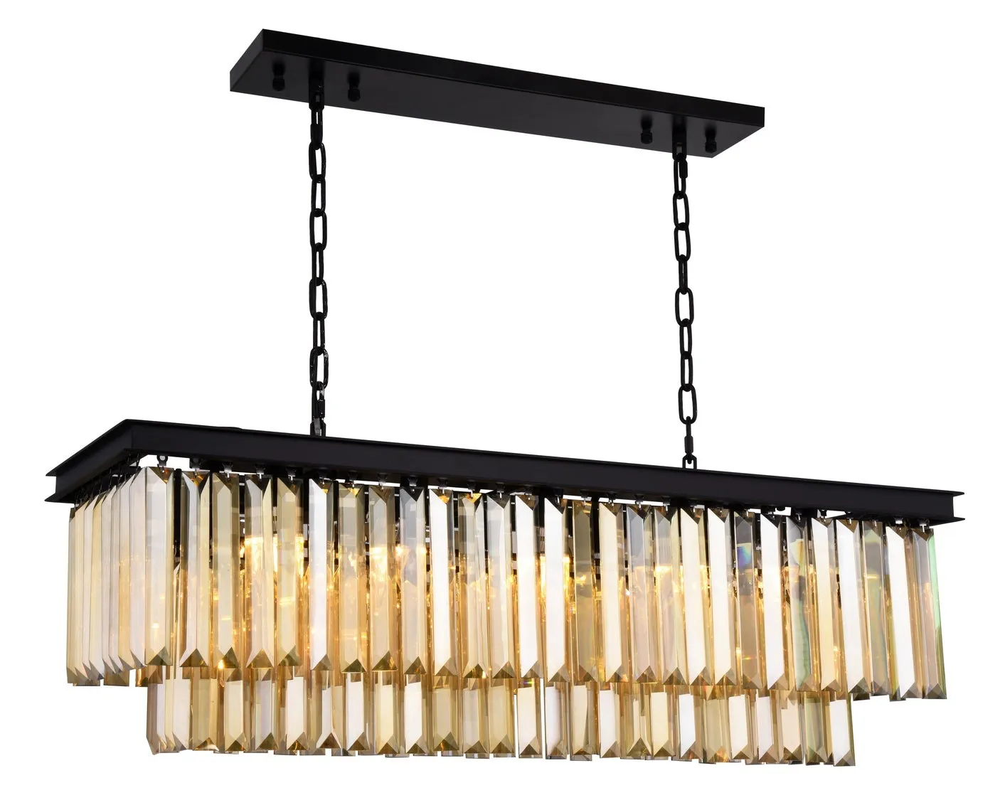 ZC121-1232D40MB-GT/RC - Urban Classic: Sydney 12 light Matte Black Chandelier Golden Teak (Smoky) Royal Cut Crystal