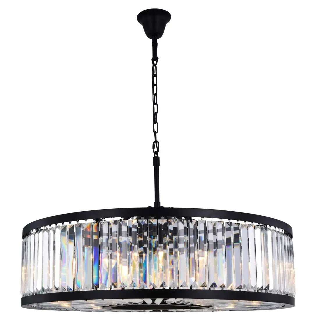 ZC121-1233G43MB/RC - Urban Classic: Chelsea 10 light Matte Black Chandelier Clear Royal Cut Crystal