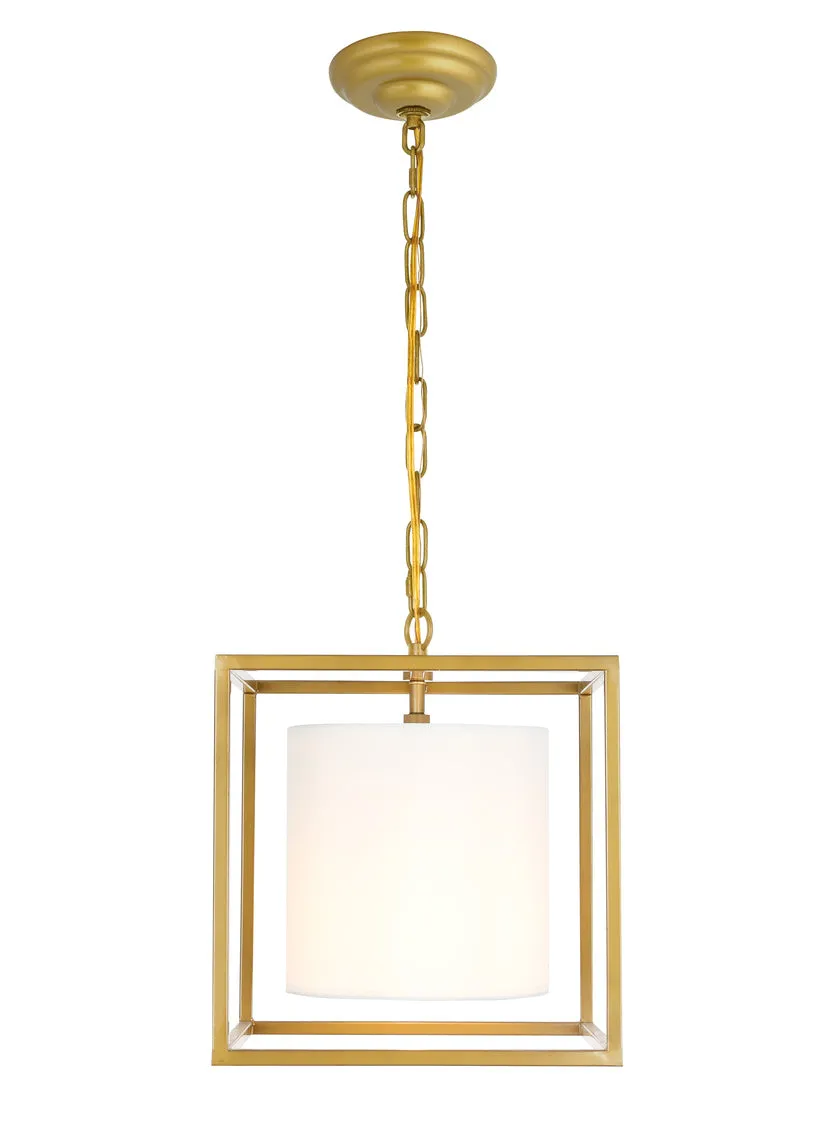 ZC121-LD6005D12BR - Living District: Mirin 1 light Brass and White shade pendant