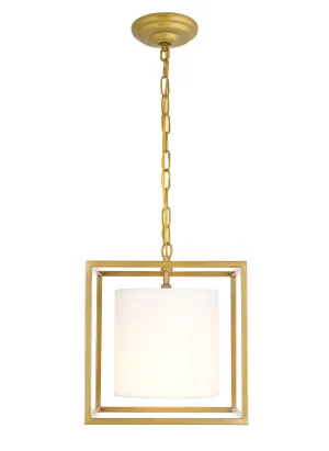 ZC121-LD6005D12BR - Living District: Mirin 1 light Brass and White shade pendant