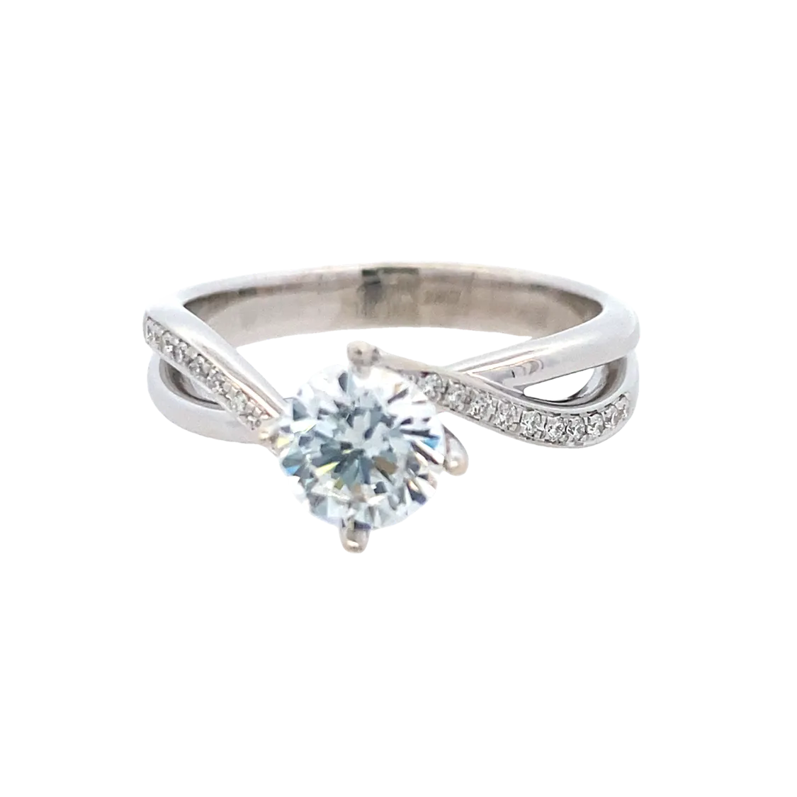 Zeghani White Gold Diamond Twist Engagement Ring