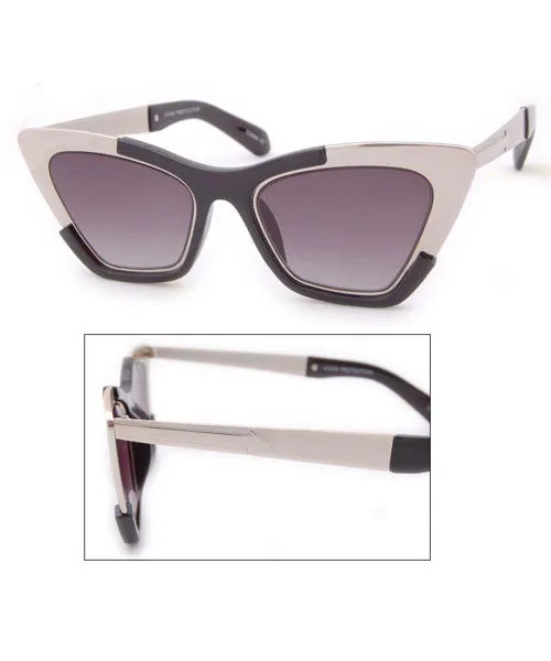 ZELDA Black/Silver Cat-Eye Sunglasses