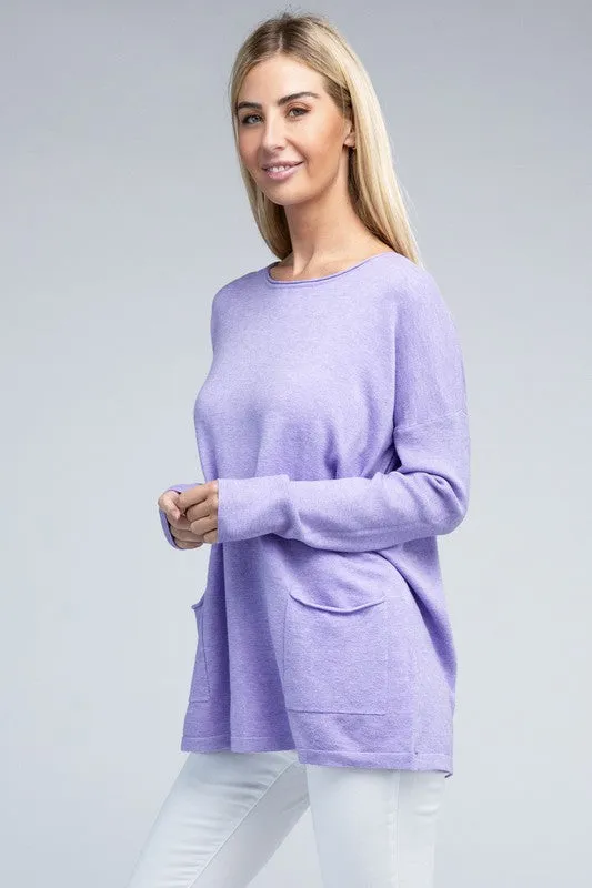 Zenana Front Pockets Sweater