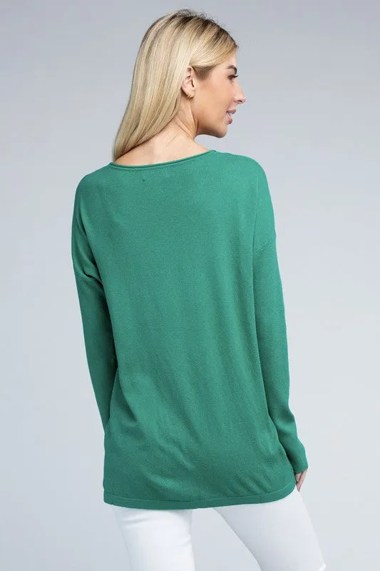 Zenana Front Pockets Sweater