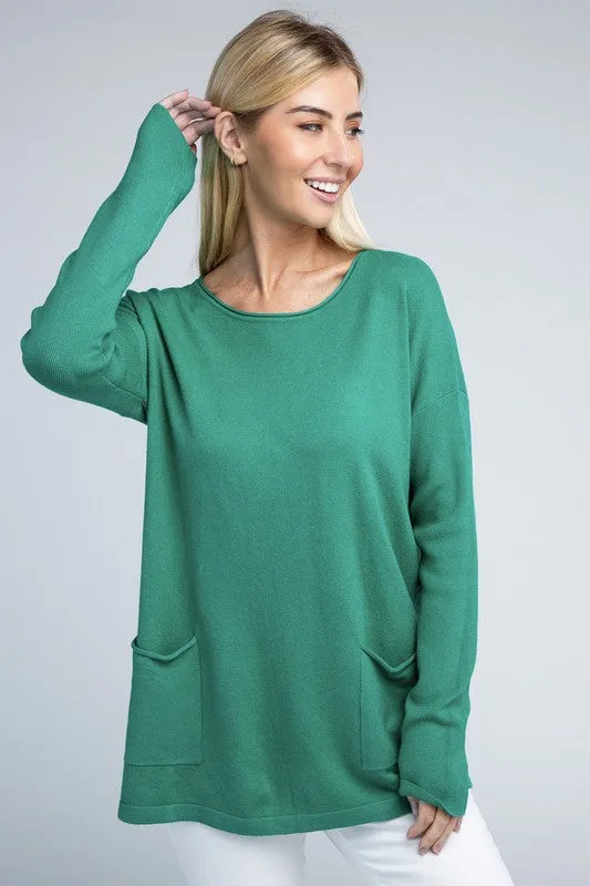 Zenana Front Pockets Sweater