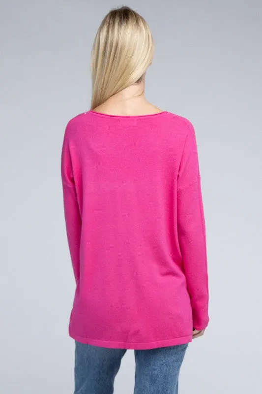 Zenana Front Pockets Sweater