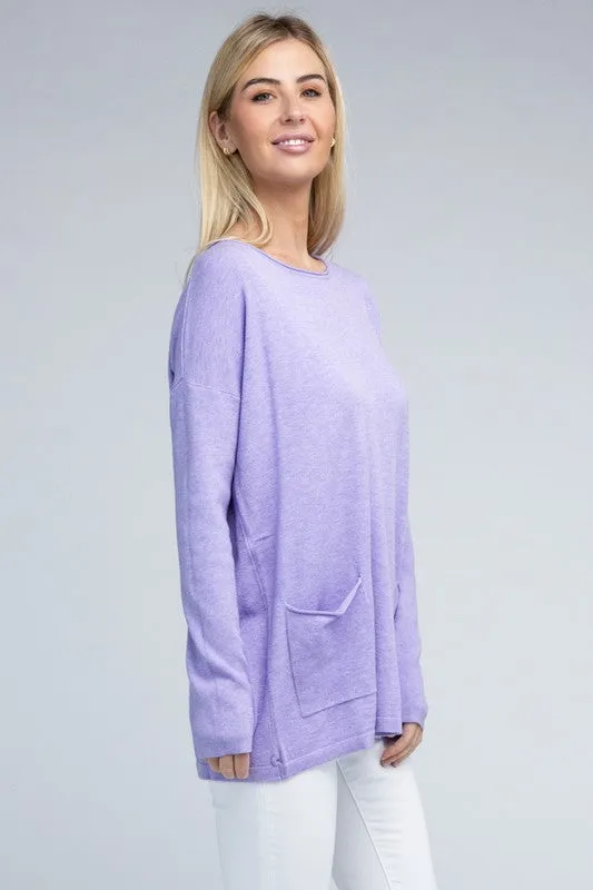 Zenana Front Pockets Sweater