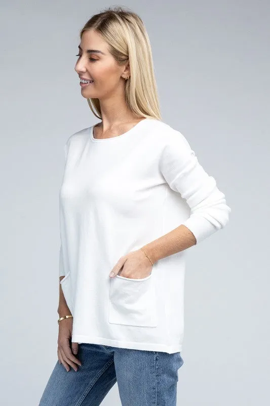 Zenana Front Pockets Sweater