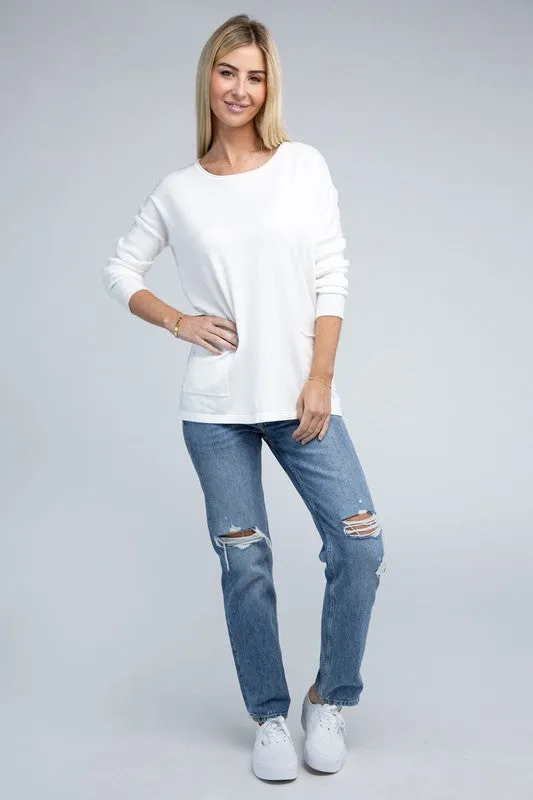 Zenana Front Pockets Sweater