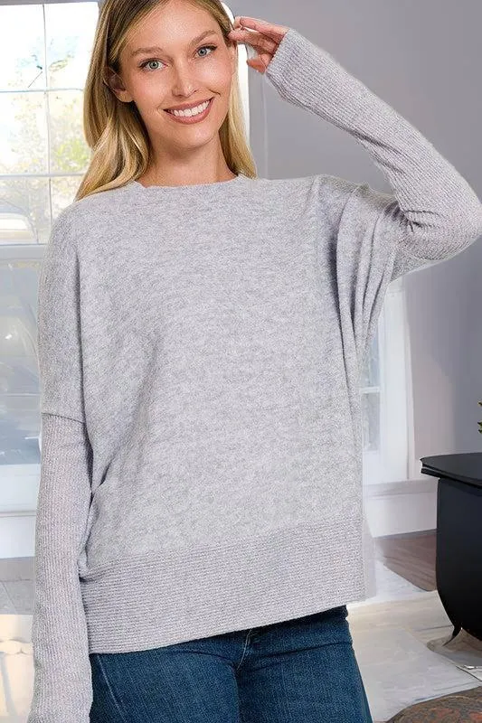 Zenana Hacci Dolman Sleeve Sweater