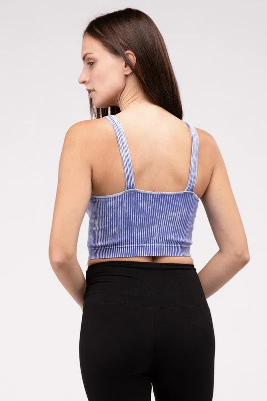 Zenana Washed Ribbed Cropped Bralette/Tank