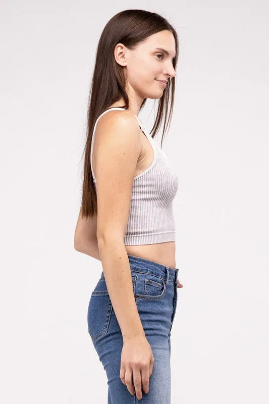 Zenana Washed Ribbed Cropped Bralette/Tank